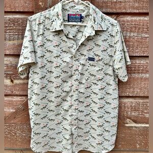 BURLEBO Men's Fly Fishing Patterned Short Sleeve Shirt